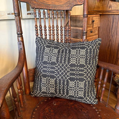 Nantucket Black and Tan Woven Pillow 16" Filled - Primitive Star Quilt Shop