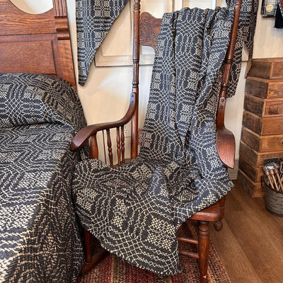 Nantucket Black and Tan Woven Throw - Primitive Star Quilt Shop