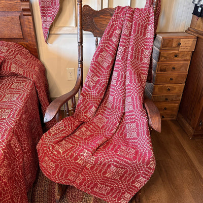 Nantucket Cranberry and Tan Woven Throw - Primitive Star Quilt Shop