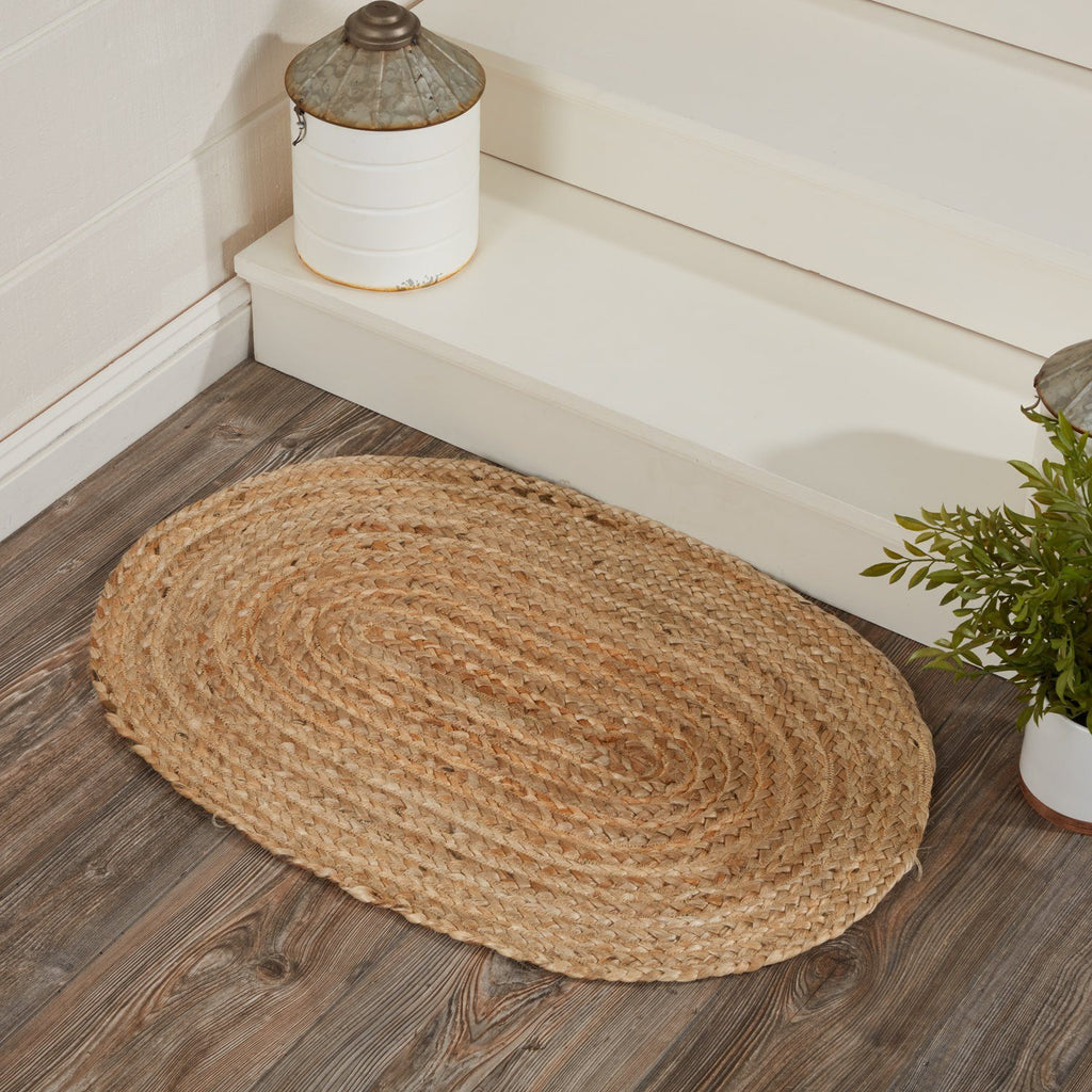 VHC Natural Oval Braided Rug 20x30