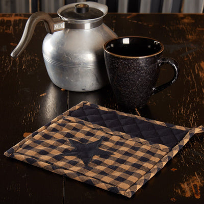 Navy Star Pot Holder with Pocket - Primitive Star Quilt Shop