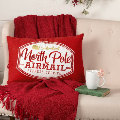 North Pole Airmail Pillow 14x22" Filled - Primitive Star Quilt Shop