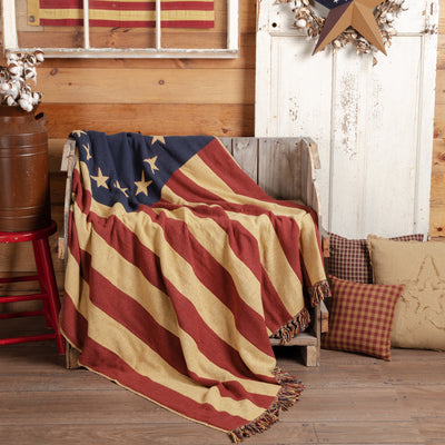 Old Glory Woven Throw - Primitive Star Quilt Shop