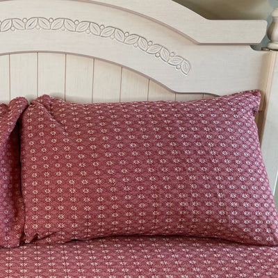 Packsville Rose Cranberry and Linen Woven Standard Sham 20x30" - Primitive Star Quilt Shop