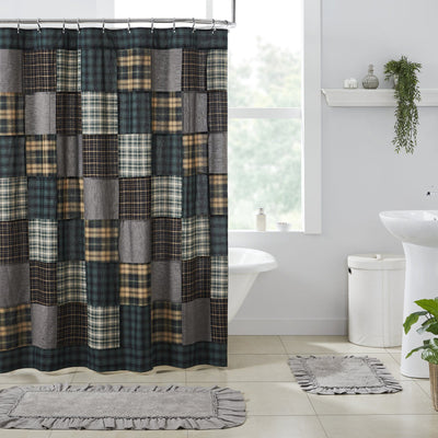 Pine Grove Patchwork Lined Shower Curtain - Primitive Star Quilt Shop