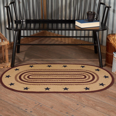 Potomac Stencil Star Oval Braided Rug 27x48" - Primitive Star Quilt Shop