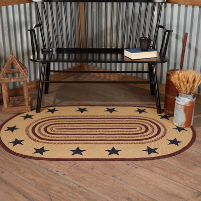 Potomac Stencil Star Oval Braided Rug 36x60" - Primitive Star Quilt Shop