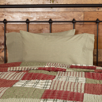 Prairie Winds Green Stripe Standard Pillow Case - Set of 2 - Primitive Star Quilt Shop