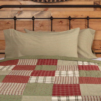 Prairie Winds Green Stripe King Pillow Case - Set of 2 - Primitive Star Quilt Shop