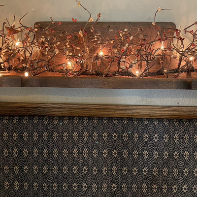 Lighted Pumpkin Spice Pip Berry and Star Garland 40" - Primitive Star Quilt Shop