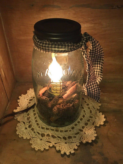 Quart Mason Jar Candle Lamp - Primitive Star Quilt Shop