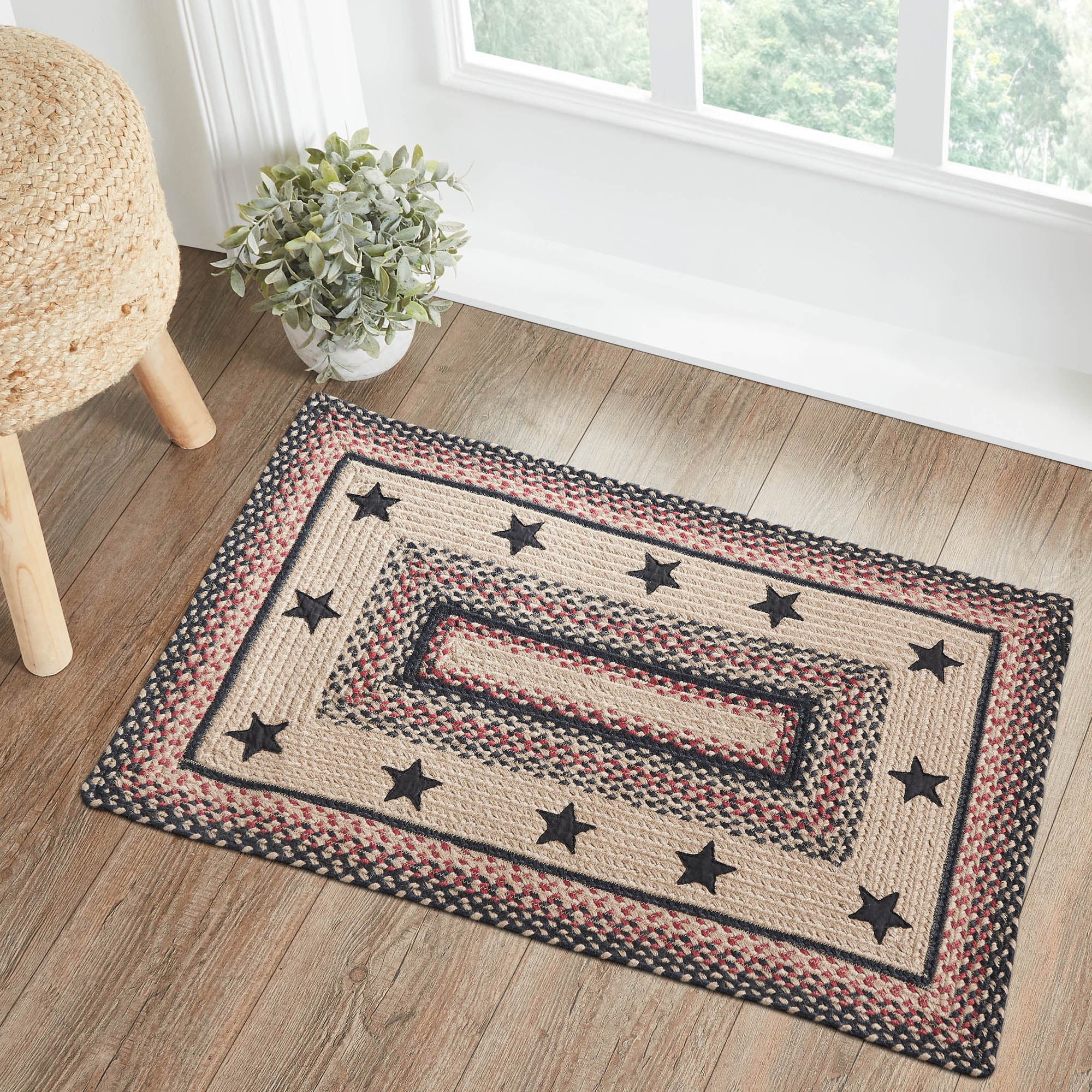 24x30 Inch Rug Colonial Star Rectangle Braided Rug 24x36
