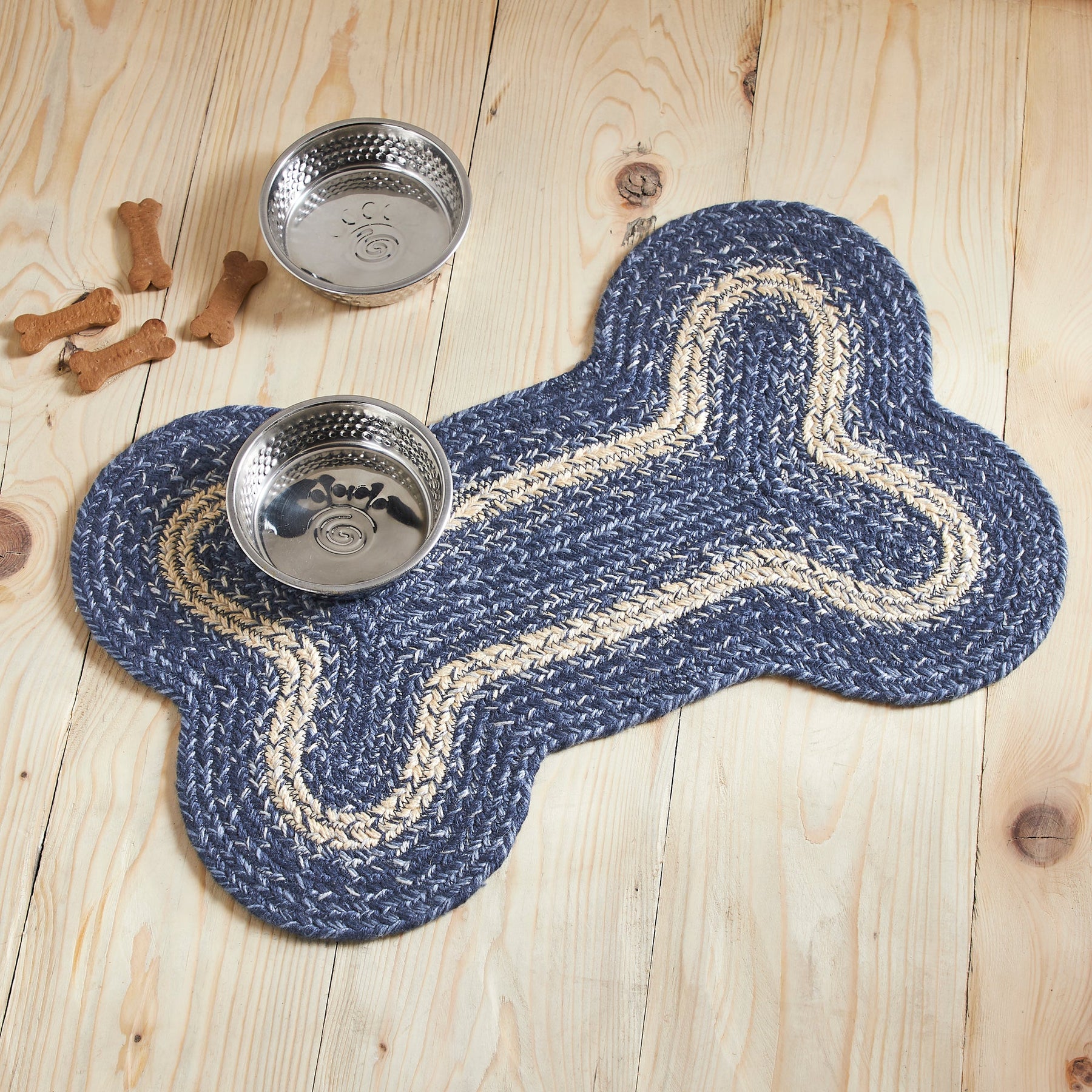 Great Falls Blue Oval Braided Rug 24x36 - with Pad