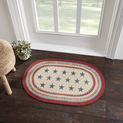 Celebration Oval Braided Rug 24x36" - With Pad - Primitive Star Quilt Shop