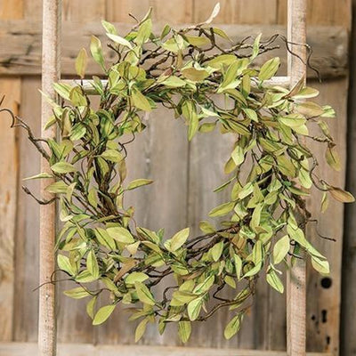 Sage Leaves & Twigs Wreath 24" - Primitive Star Quilt Shop