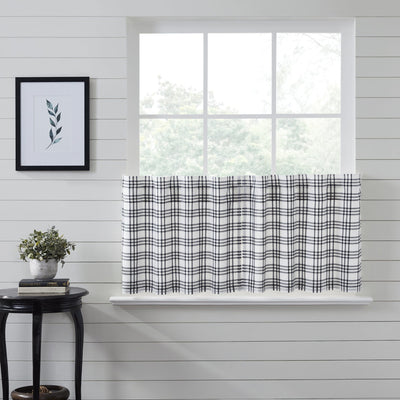 Sawyer Mill Black Plaid Lined Tier Curtains 24" - Primitive Star Quilt Shop