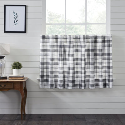 Sawyer Mill Black Plaid Lined Tier Curtains 36" - Primitive Star Quilt Shop