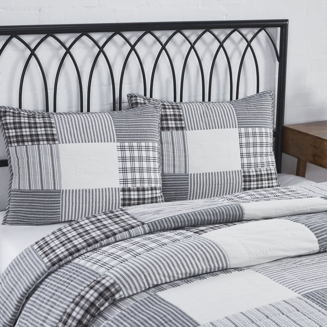 VHC Brands Sawyer Mill Black Ticking Stripe Quilt Bundle