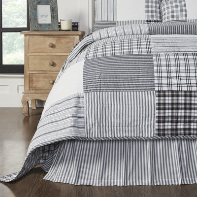 Sawyer Mill Black Ticking Stripe Bed Skirt - Primitive Star Quilt Shop