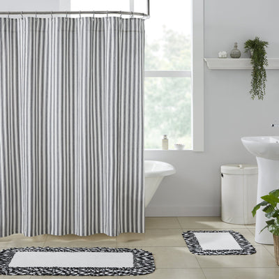 Sawyer Mill Black Ticking Stripe Shower Curtain - Primitive Star Quilt Shop