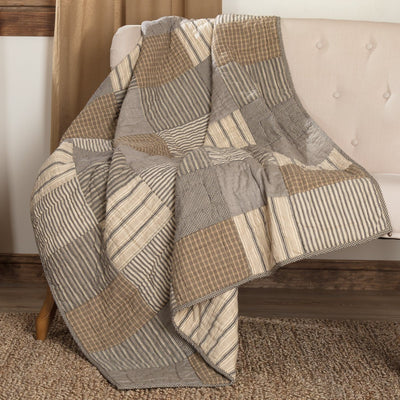 Sawyer Mill Charcoal Block Quilted Throw - Primitive Star Quilt Shop