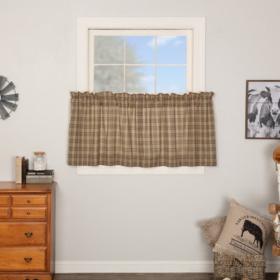 Sawyer Mill Charcoal Plaid Lined Tier Curtains 24" - Primitive Star Quilt Shop