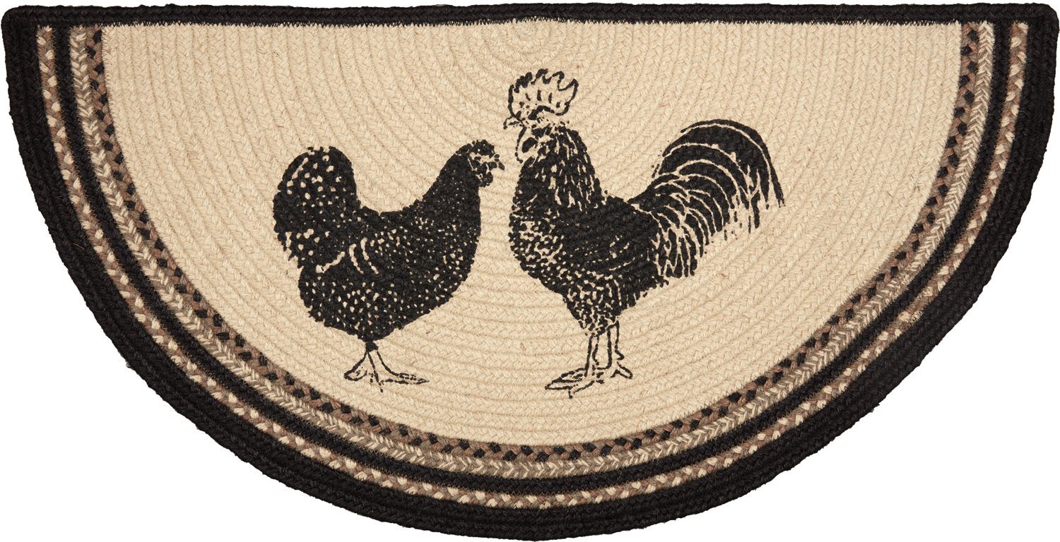 Sawyer Mill Charcoal Poultry Half Circle Braided Rug 16.5x33