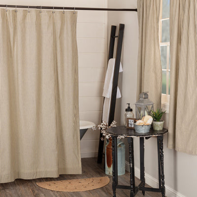Sawyer Mill Charcoal Ticking Stripe Shower Curtain - Primitive Star Quilt Shop