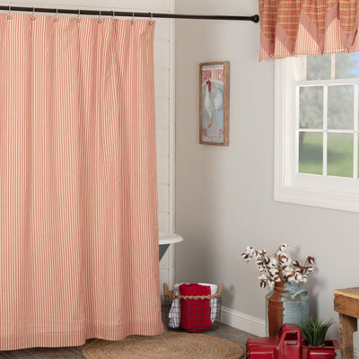 Sawyer Mill Red Ticking Stripe Shower Curtain - Primitive Star Quilt Shop