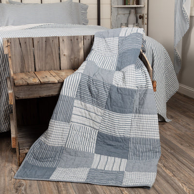 Sawyer Mill Blue Block Quilted Throw - Primitive Star Quilt Shop