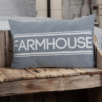 Sawyer Mill Blue Farmhouse Pillow 14x22" Filled - Primitive Star Quilt Shop