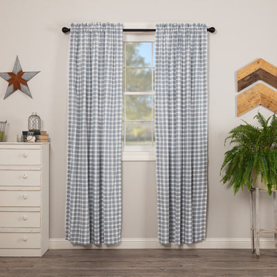Sawyer Mill Blue Plaid Lined Panel Curtains 84" - Primitive Star Quilt Shop