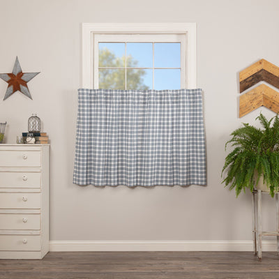 Sawyer Mill Blue Plaid Lined Tier Curtains 36" - Primitive Star Quilt Shop