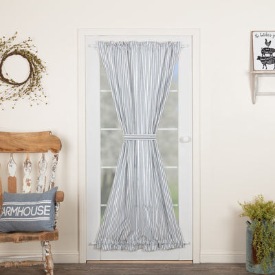 Sawyer Mill Blue Ticking Stripe Lined Door Panel Curtain 72" Default - Primitive Star Quilt Shop