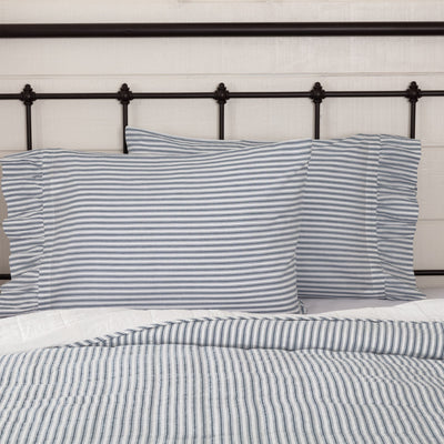 Sawyer Mill Blue Ticking Stripe Standard Pillow Case - Set of 2 - Primitive Star Quilt Shop