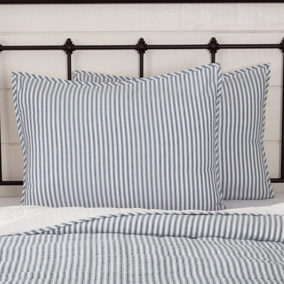 Sawyer Mill Blue Ticking Stripe Standard Sham 21x27" - Primitive Star Quilt Shop