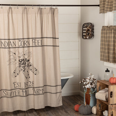Sawyer Mill Charcoal Corn Feed Shower Curtain - Primitive Star Quilt Shop
