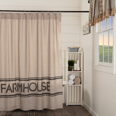 Sawyer Mill Charcoal Farmhouse Shower Curtain - Primitive Star Quilt Shop