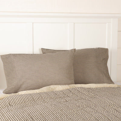 Sawyer Mill Charcoal Ticking Stripe Standard Pillow Case - Set of 2 - Primitive Star Quilt Shop