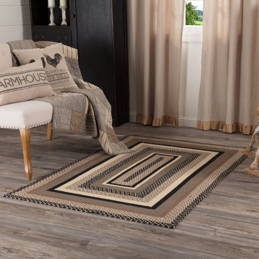 Sawyer Mill Charcoal Rectangle Braided Rug 4x6'