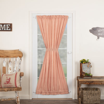 Sawyer Mill Red Ticking Stripe Lined Door Panel Curtain 72" Default - Primitive Star Quilt Shop