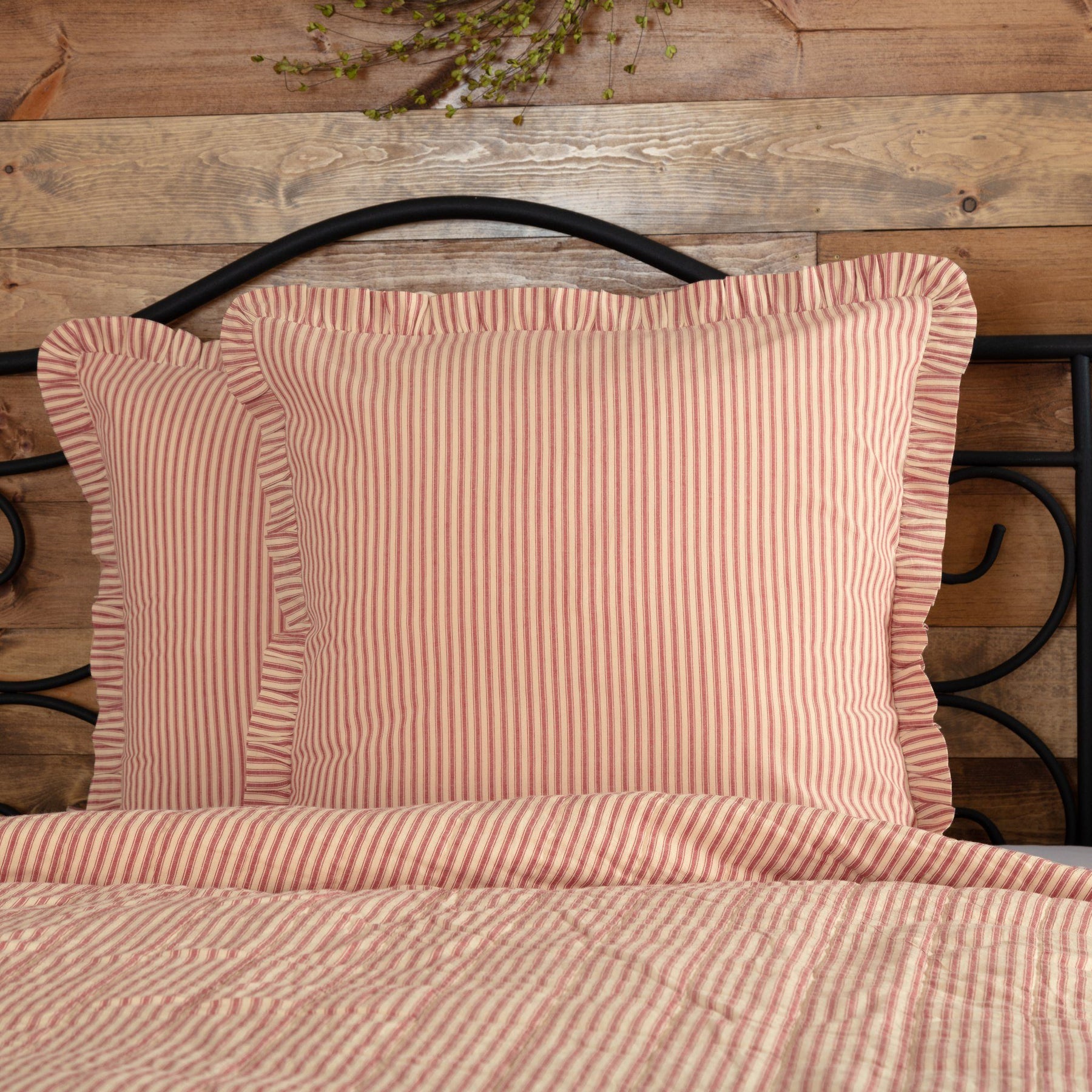 Sawyer Mill Red Ticking Stripe Fabric Euro Sham 26x26