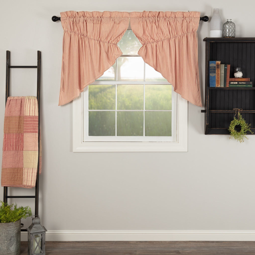VHC Brands Sawyer Mill Ticking Stripe Prairie Swag Curtains