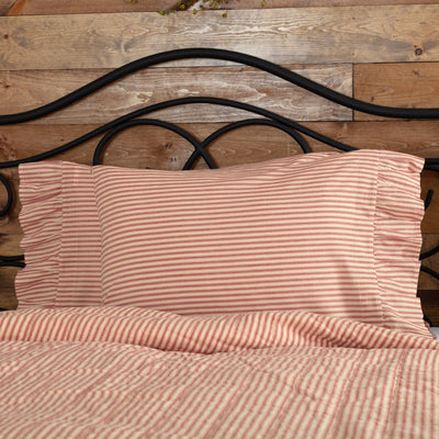 Sawyer Mill Red Ticking Stripe Standard Pillow Case - Set of 2 - Primitive Star Quilt Shop