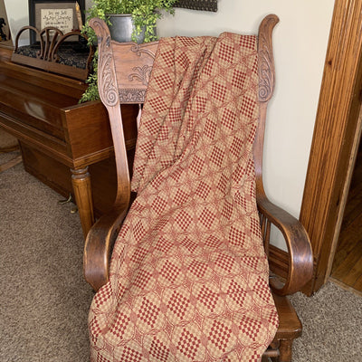 Shadowbrook Cranberry and Tan Woven Throw - Primitive Star Quilt Shop