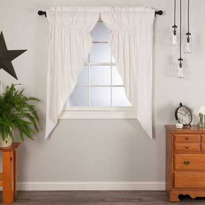 Simple Life Flax Antique White Lined Prairie Curtains 63" - Primitive Star Quilt Shop