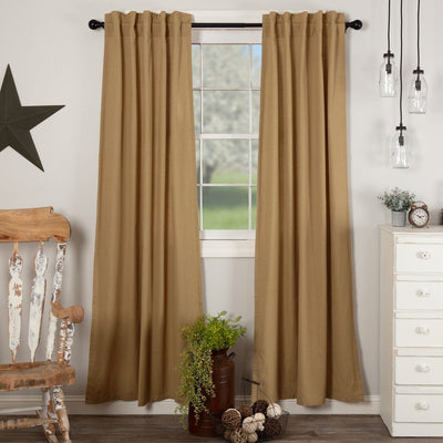 Simple Life Flax Khaki Lined Panel Curtains 84" - Primitive Star Quilt Shop
