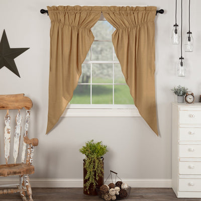Simple Life Flax Khaki Lined Prairie Curtains 63" - Primitive Star Quilt Shop