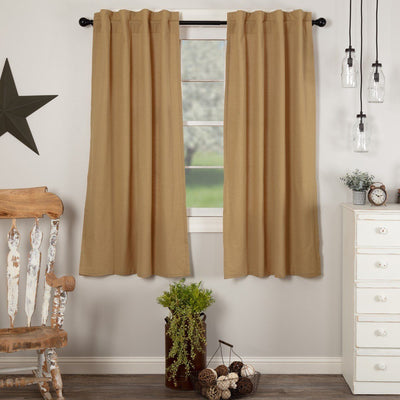 Simple Life Flax Khaki Short Panel Curtains 63" - Primitive Star Quilt Shop