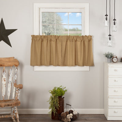 Simple Life Flax Khaki Tier Curtains 24" - Primitive Star Quilt Shop